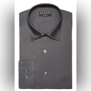 NWT - Alfani Performance Solid Dress Shirt in Dark Gray Size XL